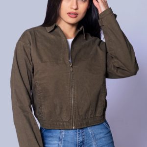 Campera Bomber Dama- Verde musgo