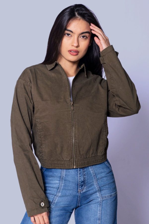 Campera Bomber Dama- Verde musgo