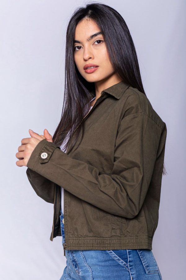 Campera Bomber Dama- Verde musgo