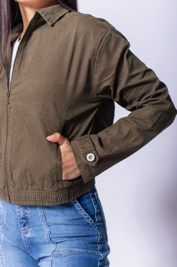 Campera Bomber Dama- Verde musgo